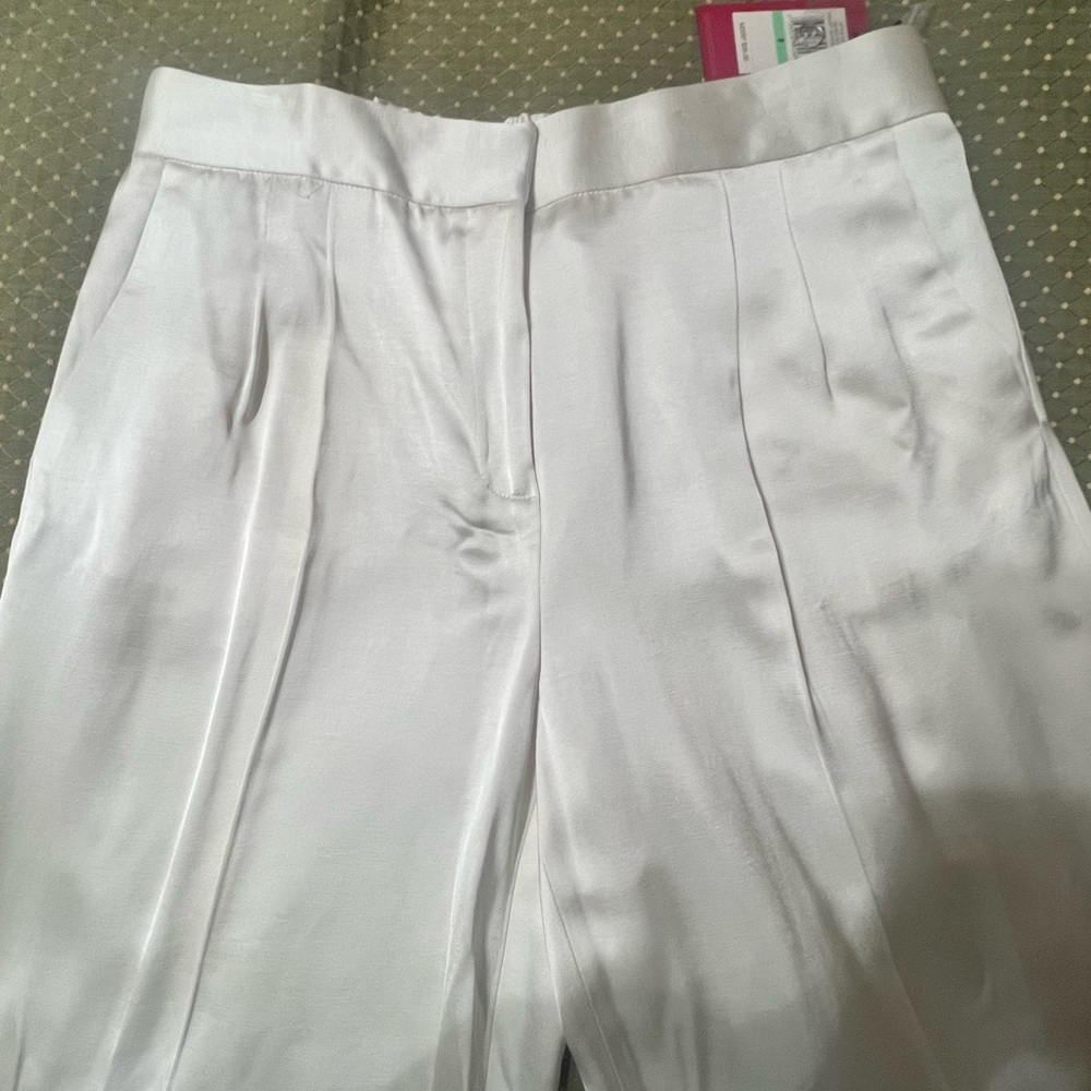 Vince Camuto Womens Pleated-Waist Casual Wide Leg Pants, Pearl Ivory, Size 8 - Picture 3 of 13